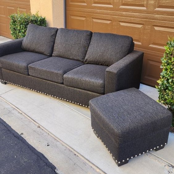 3 Seater dark gray/Dark brown couch Sofa