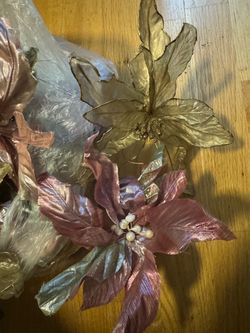 25 Silk Poinsettia Flower Christmas Ornaments