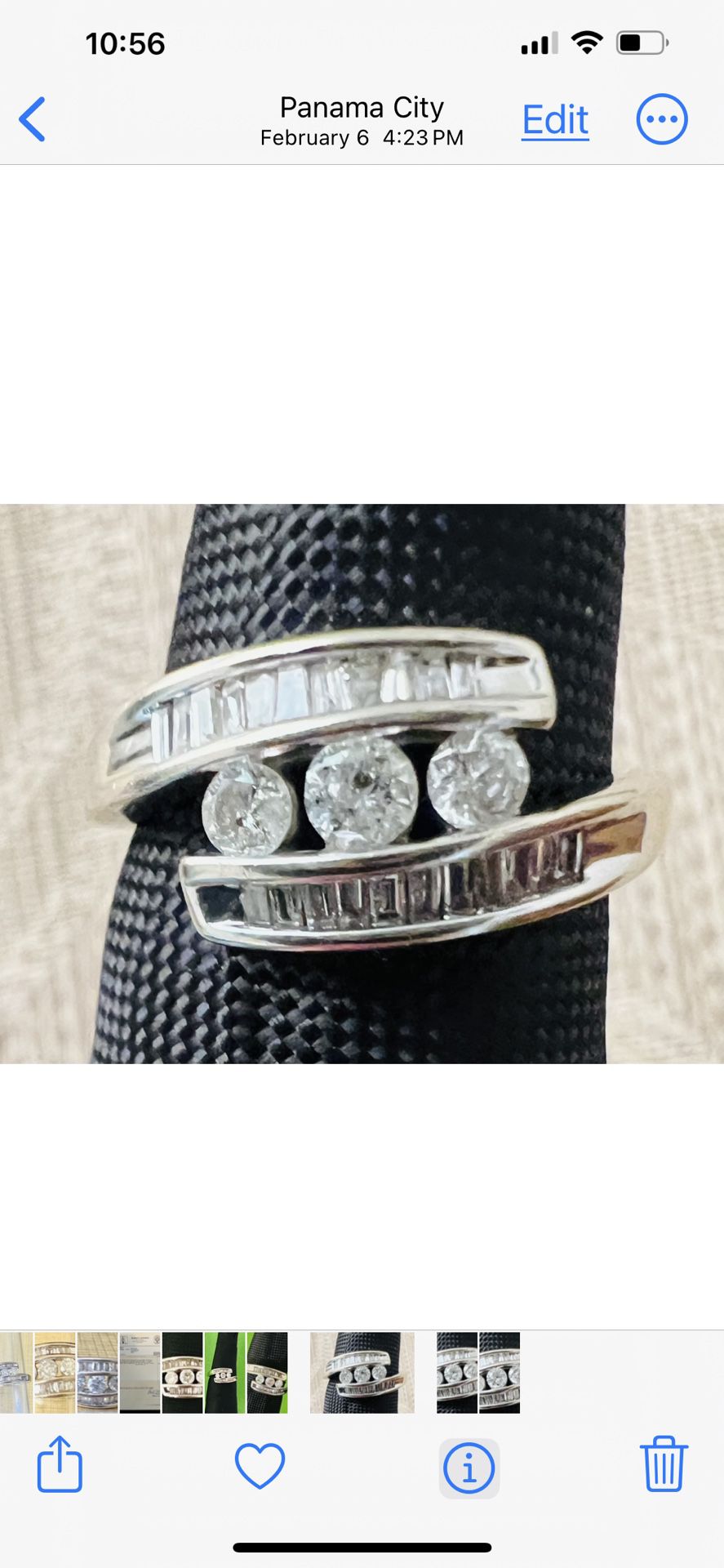 1/2 CT.  - Beautiful Round White Genuine Diamond 10K Gold 3-Stone Ring