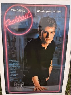 Vintage 1988 Cocktail Movie Poster Tom Cruise Original Cinema Wall Art