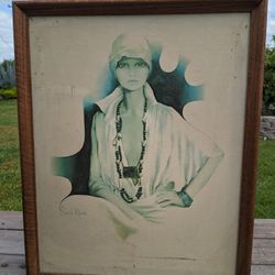 24"x30" Vintage Sara Moon Framed Portrait Art Print - DIRTY NEEDS TO BE RESTORED / PROJECT