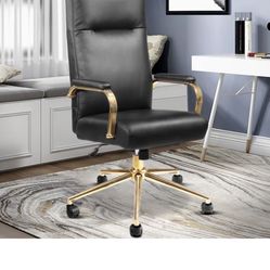Brand New Executive Leather Office Chair, High Back Gold Office Chair
