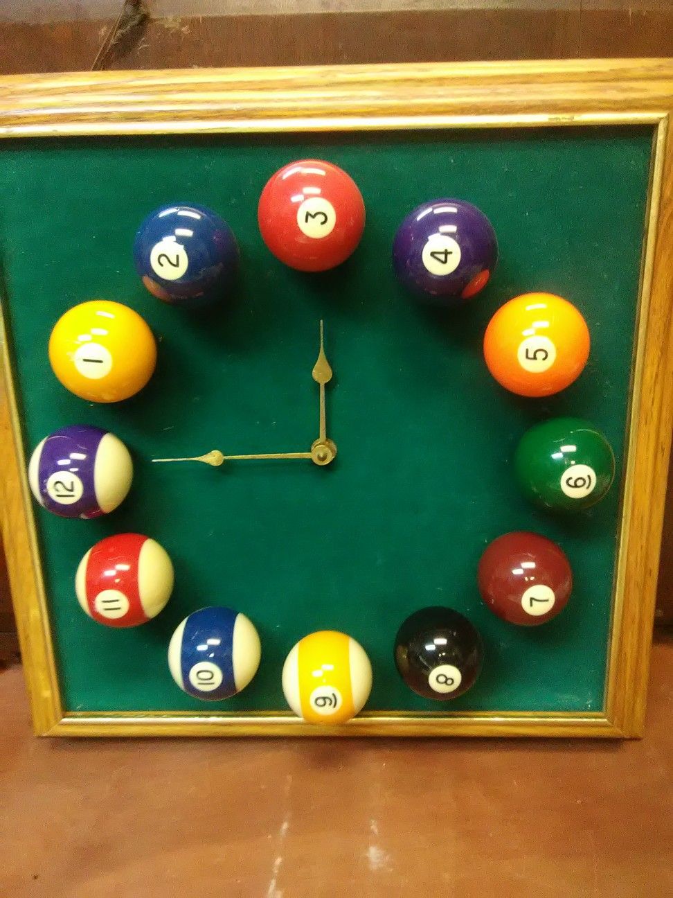 Pool table clock billard balls
