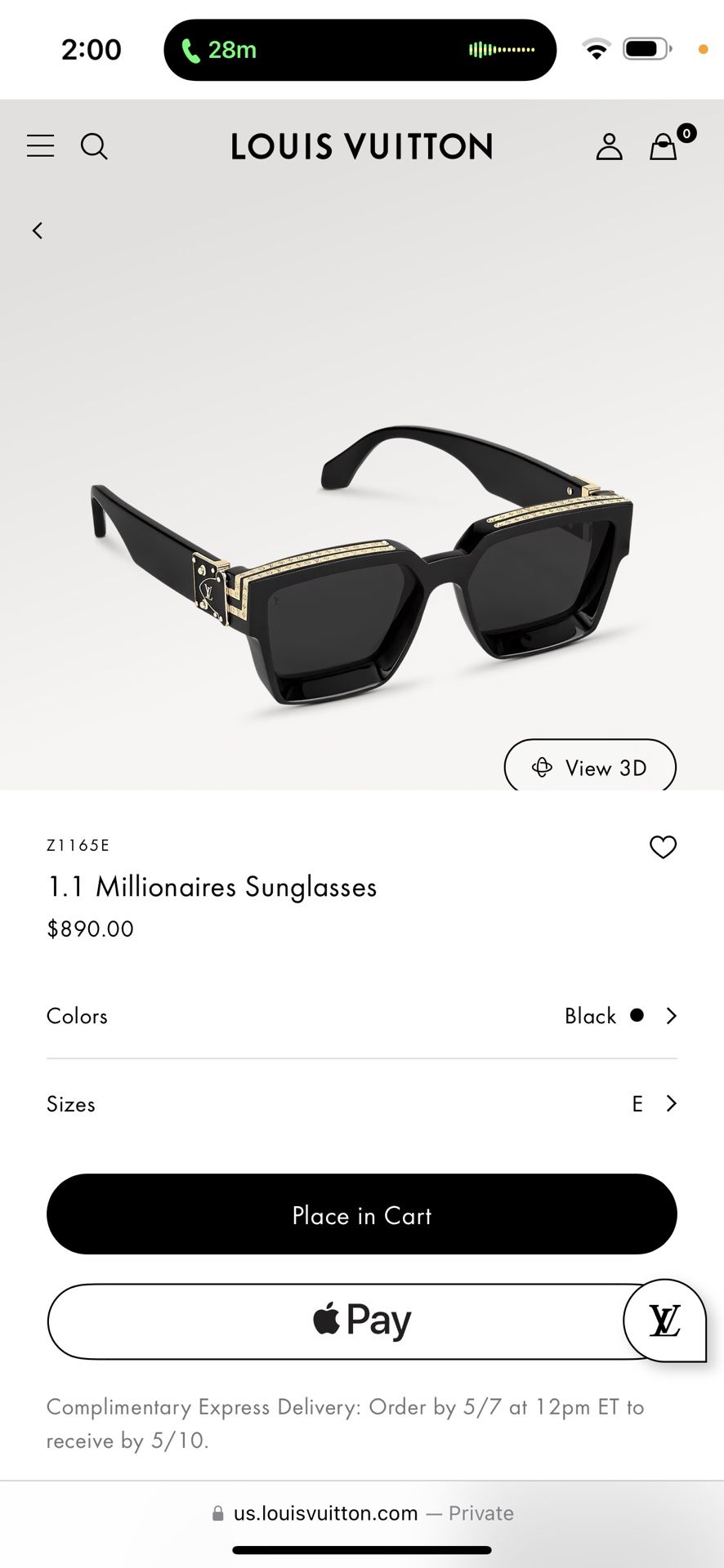 Louis Vuitton Millionaires Sunglasses $500 OBO