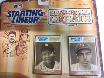 1989 Mantle and DiMaggio cards and action figures