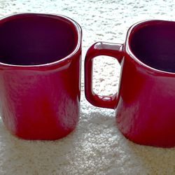 "Cups, Rae Dunn Artisan Collection, ""wonky"" style with irregular octagonal 3.25” diameter x 3.75” high D handle (TWO)--