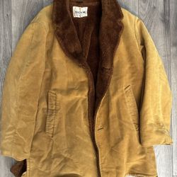 Vintage Zero King Jacket Mens 46 Tan Suede Sherpa Lined Coat Made In USA 60s