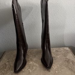 Just Fab Leander Flat Boot Coffee Brown Tall Rider Boots Woman size 7.5