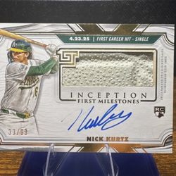 2025 Topps Inception Baseball First Milestones Auto Relic Nick Kurtz /99 FMAR-NK