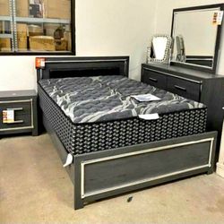 LODANNA GRAY LED PANEL BEDROOM SET