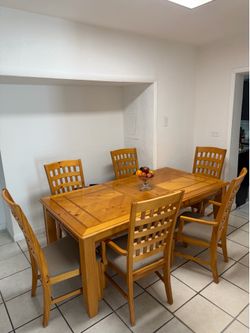 Light Wood Dining Room Set with 6 Chairs (Modern Rustic / Farmhouse)