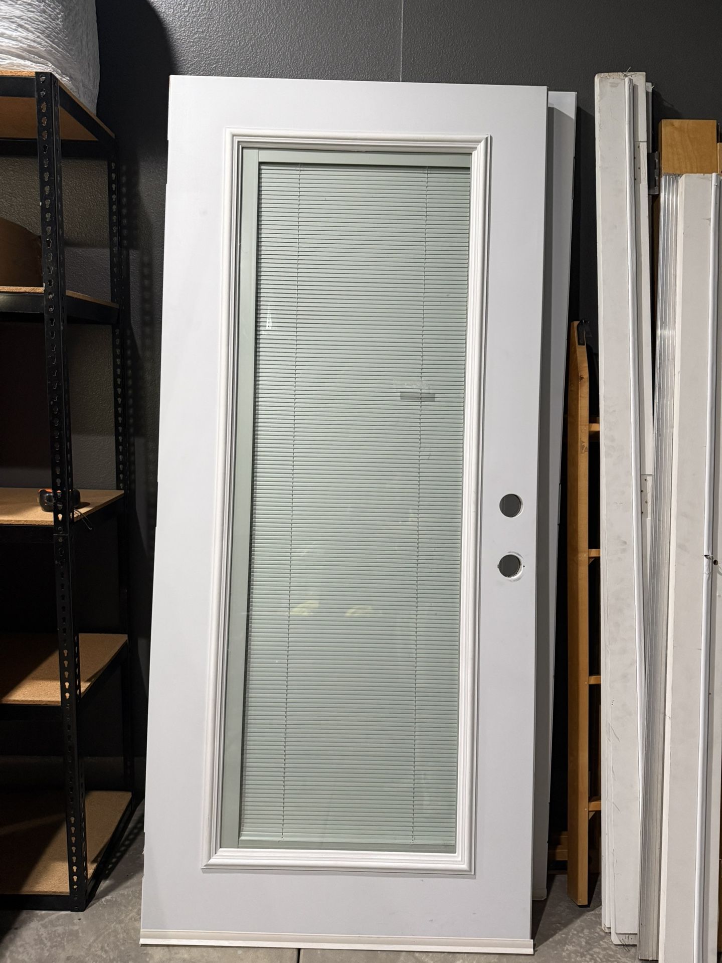 36 in. x 80 in. Internal Blinds Left-Hand Outswing Full Lite Clear Primed Fiberglass Smooth Prehung Front Door