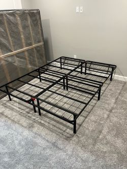 Queen sized folding steel bed frame