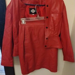 Red Genuine Leather Set Size 6 Women