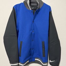 Nike Team Letterman Jacket Men’s Medium Royal Blue Snap Button Swoosh DJ5971-493