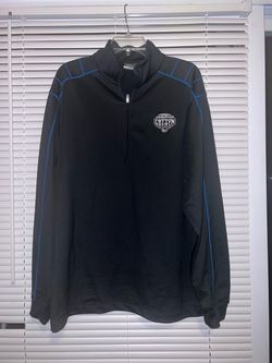 Nike Dri-FIT Men's Sz L Cotton Bowl Black/Blue 1/4 Zip Neck Pullover Polo