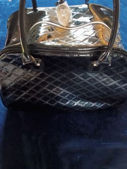 Black patent leather over night bag