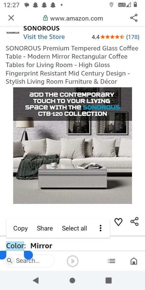 Mirror Coffee Table Brand New Box