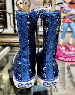 Skechers Twinkle Toes Girls Sz 2 Blue Stars Sequin Knee High Converse Shoes  for Sale in Oceanside, NY - OfferUp