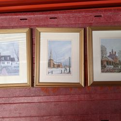 3 Vintage Nicely Framed And Matted Williamsburg, VA Believe Prints With Historical Description On Back!