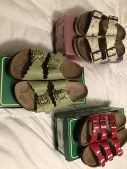 Birkenstock lot of 3, 2 Betula, 1 Papillio with boxes in fair condition