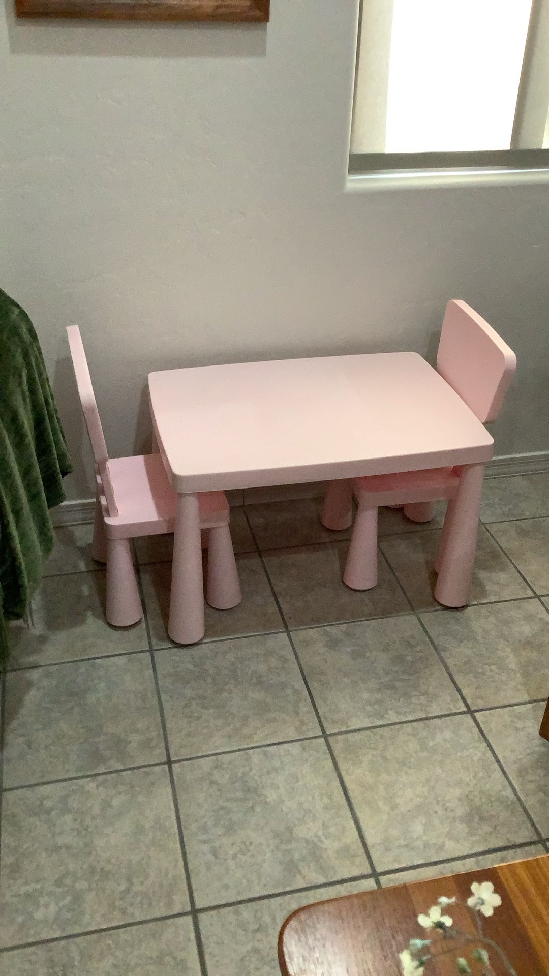Pink Child Table And 2 Chairs
