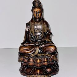 Vintage Kwan Yin Brass Statue. Brass Statue. Chinese Decor