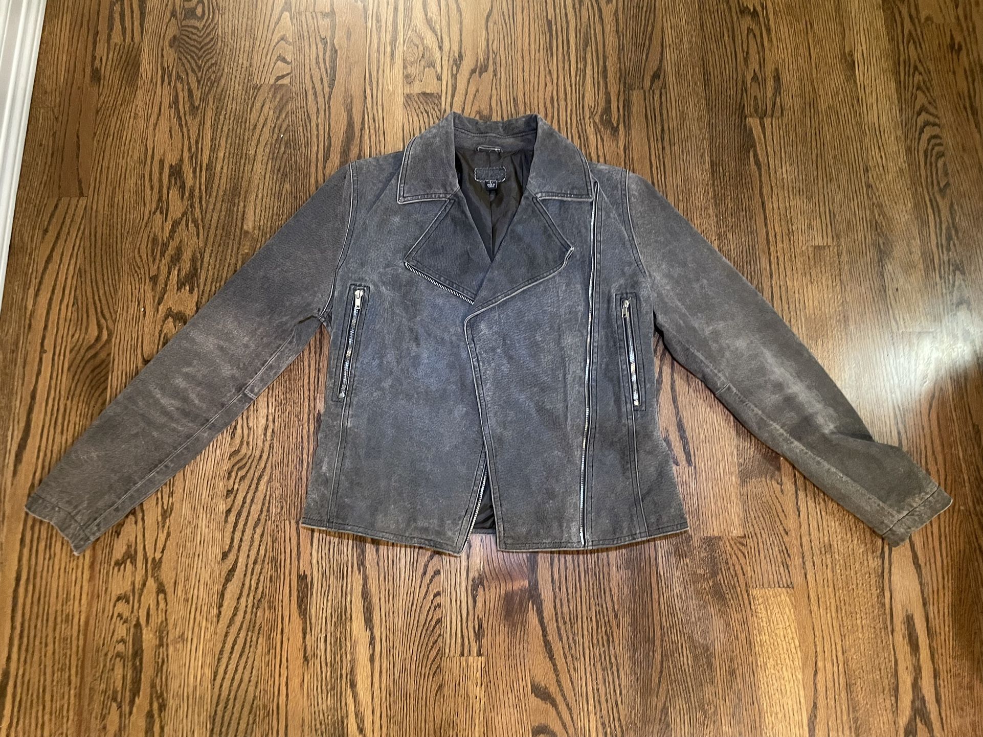 Gray Suede Leather Women’s Jacket