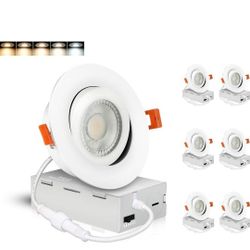 (New in Box) 
CLOUDY BAY Eyeball 4 inch 5 Color Gimbal LED Recessed Light with Junction Box, 9.5W CRI90+ 2700K/3000K/3500K/4000K/5000K Selectable,Dimm