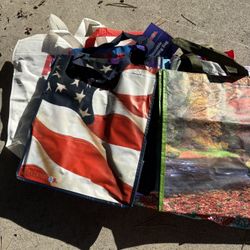 11 Reusable store bags with one hot or cold bag.