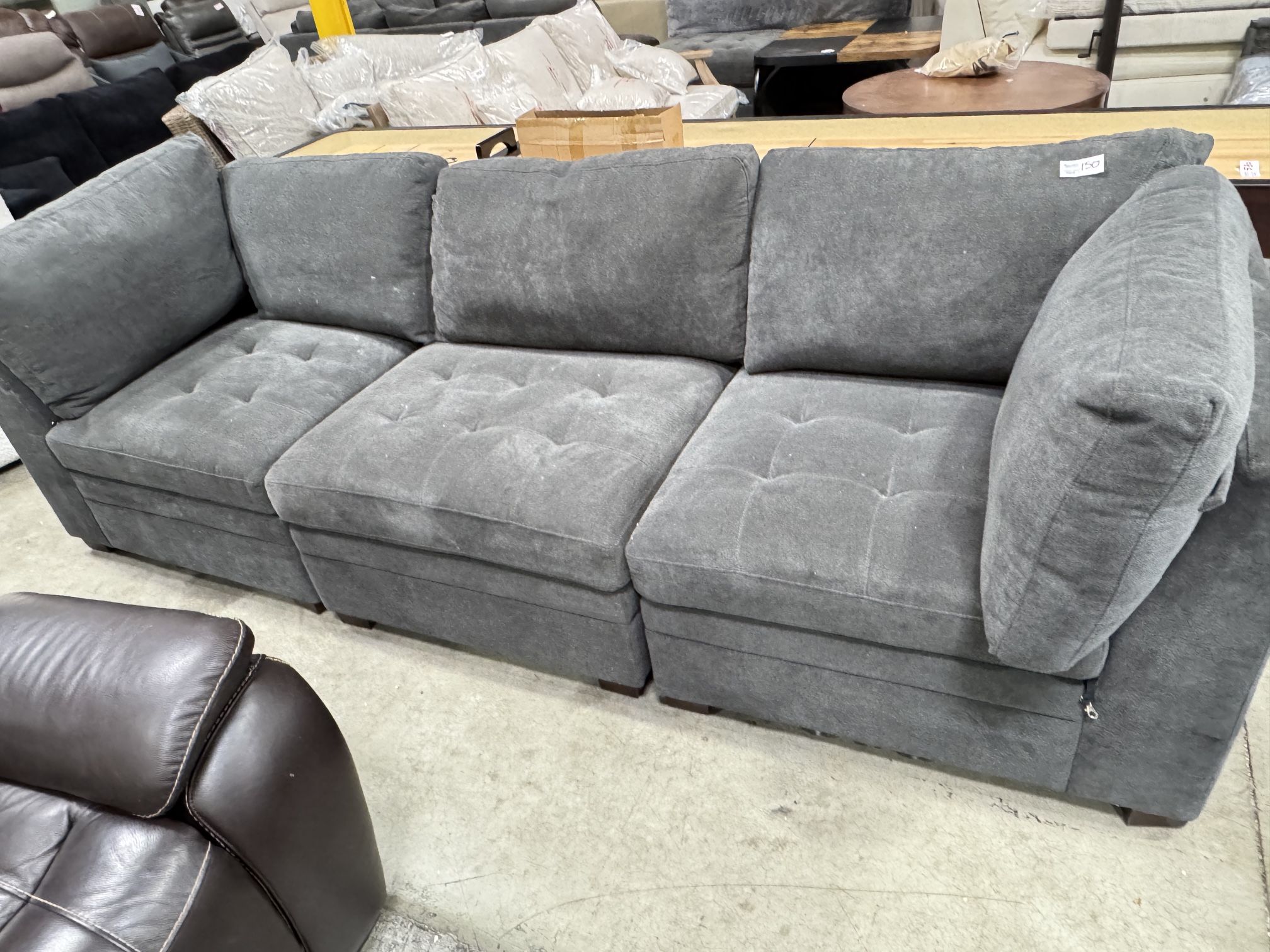 109" Dark Grey Fabric Sofa Couch 3 Seats $150