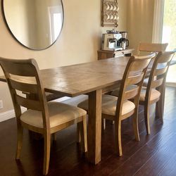 Solid Wood Extendable Dining Table + Bench + 4 Chairs (Seats 6–8)