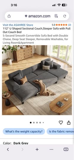 ASAHREE 112" U-Shaped Sectional Sleeper Sofa