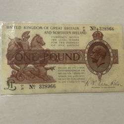 Warren Fisher One Pound Note Laminated 