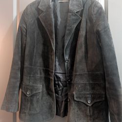 Liz Claiborne Black Suede Leather Jacket L