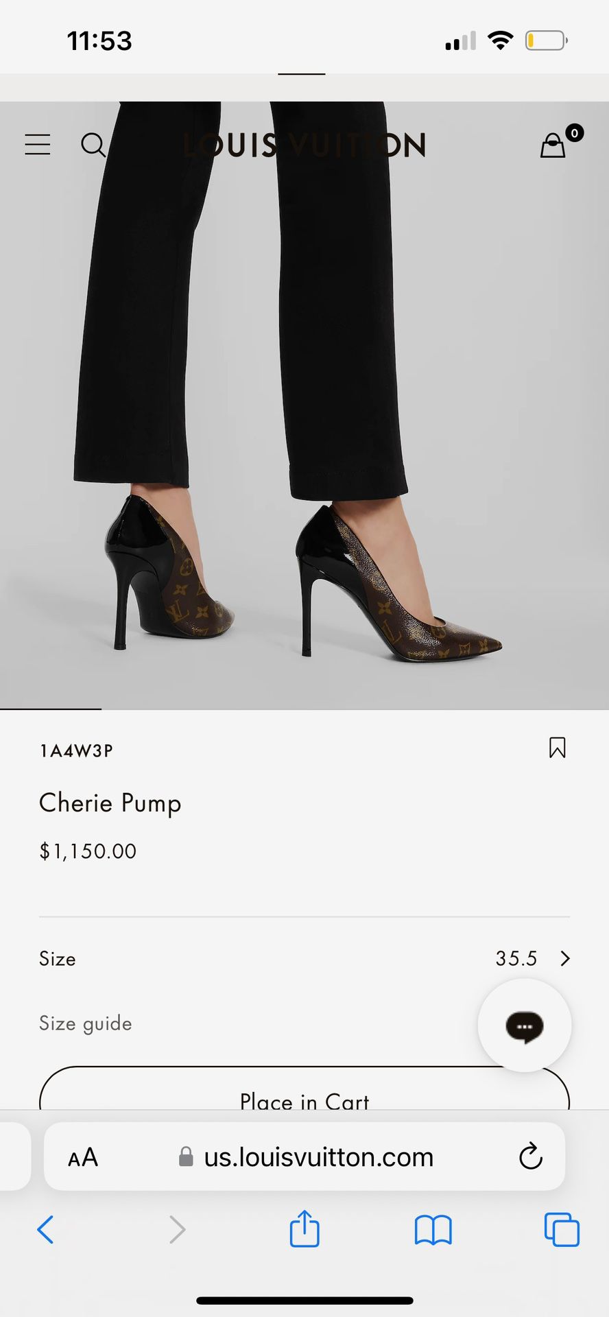 Louis Vuitton Cherie Pump BLACK. Size 40.0