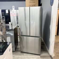 Samsung - 17.5 cu. ft. 3-Door French Door Counter Depth Smart Refrigerator with Twin Cooling Plus - Stainless Steel 