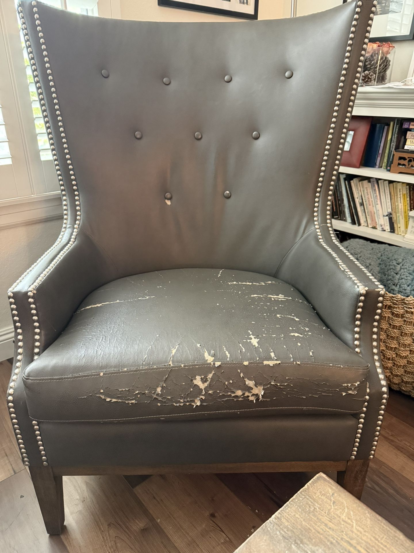 Faux Leather Wingback Chair FREE