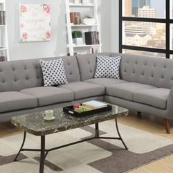 🔥🔥 Brand New Light Grey Retro Style Sectional Sofa🔥🔥