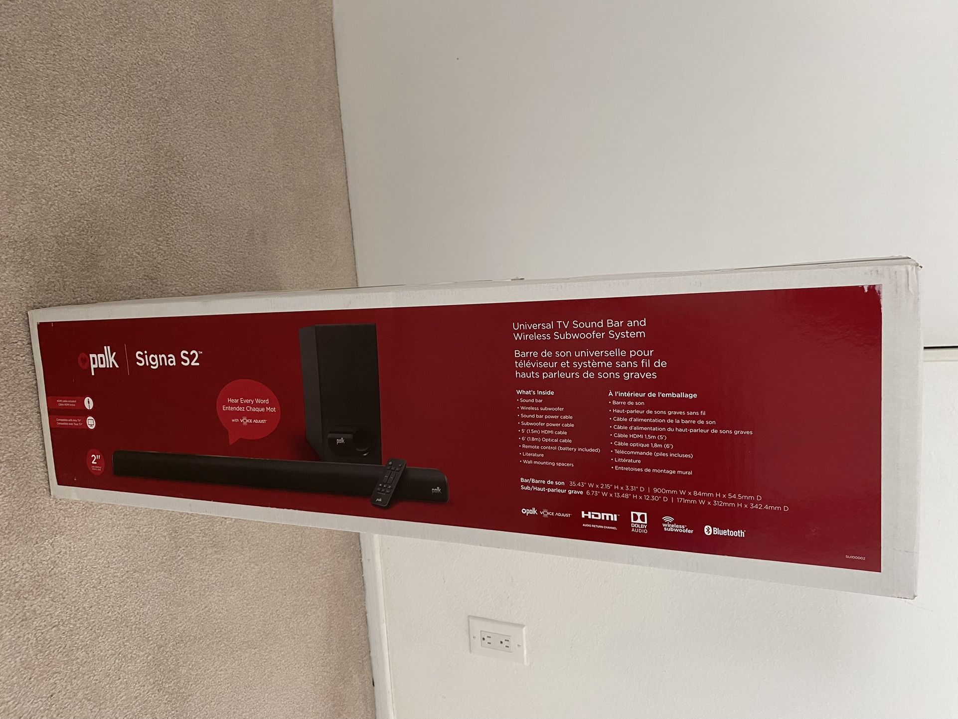POLK AUDIO SIGNA S2 SOUND BAR WITH WIRELESS SUBWOOFER