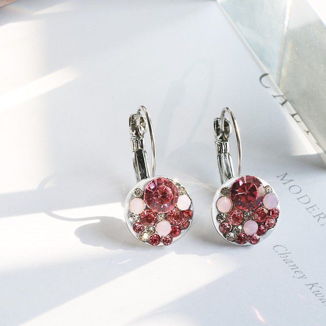"Different Sizes Colorful Round CZ Stud Earrings for Women, HA4059

