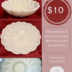 Milk Glass Swirl Serving Bowl