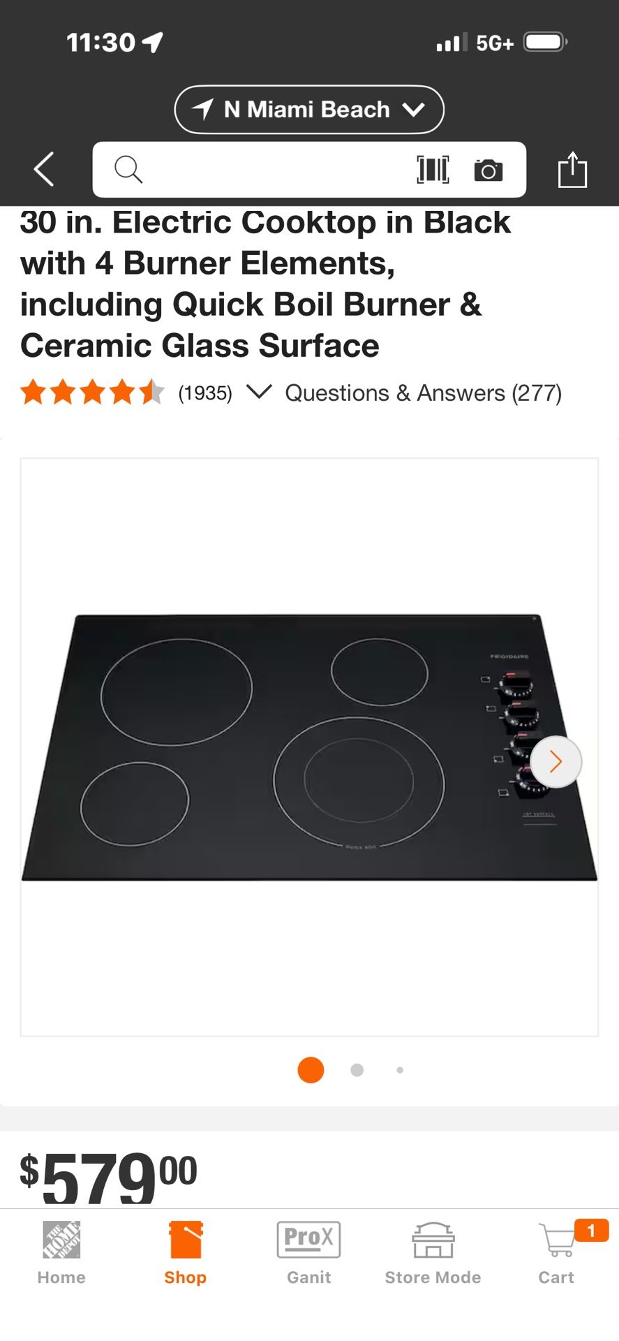 30 inch Electric Cooktop (FRIGIDAIRE)