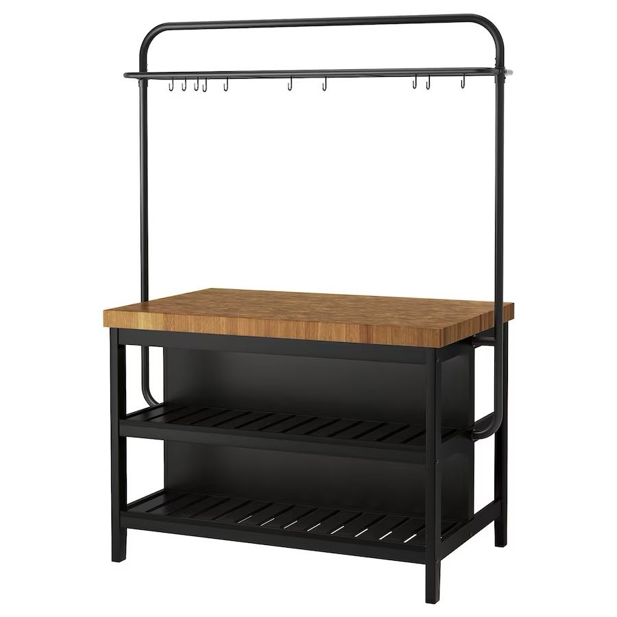 IKEA Kitchen Island With Hanging Rack & Matching Stools