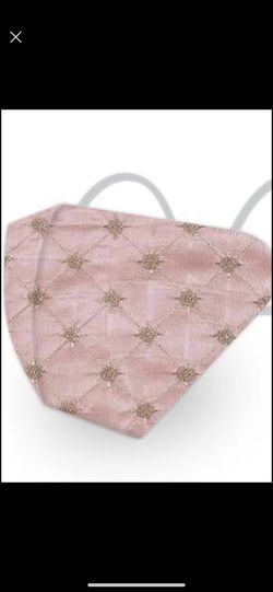 Bridal Face Mask Beaded Sparkly Bling Pink Gold Fancy Elegant