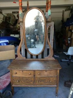 Antique oak princess dresser