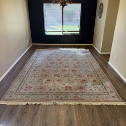 Karastan Decorwool Area Rug Vintage Rajasthan Collection Rare English Garden Ivory 7’10" x 11’1”