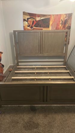 75 inch LG TV with matching stand seven piece reclining sectional couch and king-size headboard footboard art set