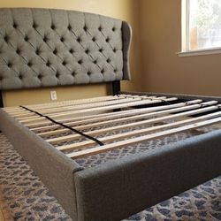 Brand New Full Size Grey Platform Bed Frame (New In Box) 
