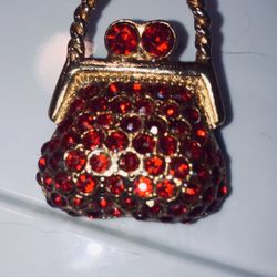 Vintage Handbag Brooch, Pins, Rhinestone Handbag Brooch